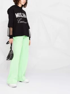 Moschino rhinestone-embellished logo hoodie