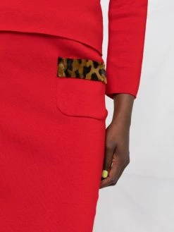 Moschino leopard-print wool skirt