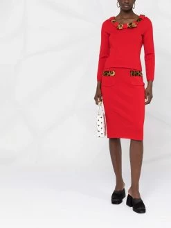 Moschino leopard-print wool skirt