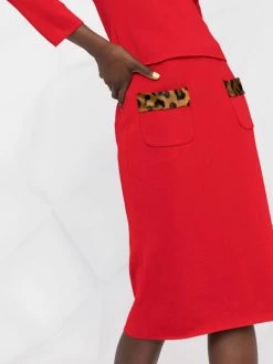 Moschino leopard-print wool skirt