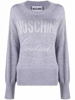 Moschino lurex logo drop-shoulder jumper