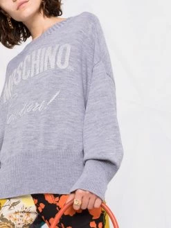 Moschino lurex logo drop-shoulder jumper