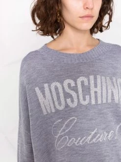 Moschino lurex logo drop-shoulder jumper