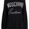 Moschino intarsia logo knitted hoodie