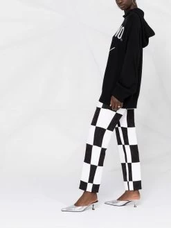 Moschino intarsia logo knitted hoodie