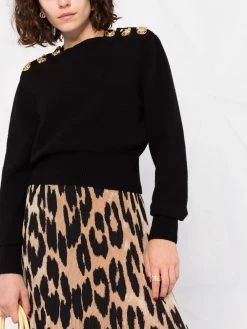 Moschino Teddy-button cashmere jumper