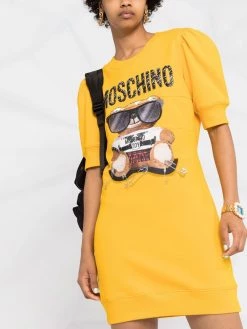 Moschino Teddy Bear puff-sleeve dress