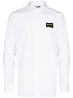 Moschino logo-patch cotton shirt
