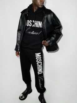 Moschino crystal-embellished logo-print drawstring hoodie