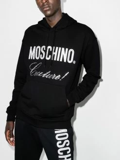 Moschino crystal-embellished logo-print drawstring hoodie