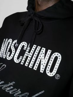 Moschino crystal-embellished logo-print drawstring hoodie