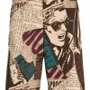 Moschino newspaper print Bermuda shorts