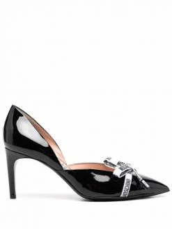 Moschino logo-lace bow 37mm pumps