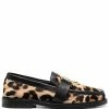 Moschino M leopard print logo loafers