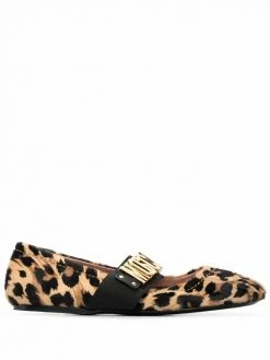 Moschino logo-plaque ballerina shoes