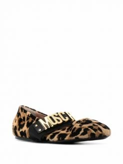 Moschino logo-plaque ballerina shoes