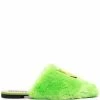 Moschino logo-plaque faux-fur mules
