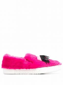 Moschino eye-detail faux-fur sneakers
