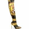 Moschino Teddy-print thigh-high boots