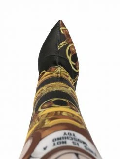 Moschino Teddy-print thigh-high boots