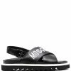 Moschino embroidered-logo cross-strap slides