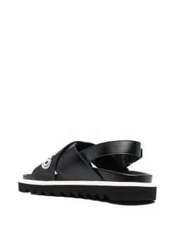 Moschino embroidered-logo cross-strap slides