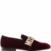 Moschino lettering logo velvet loafers