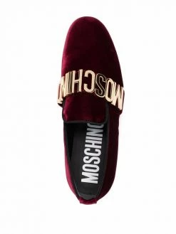Moschino lettering logo velvet loafers