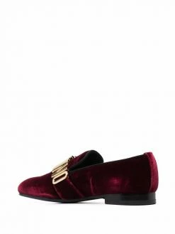 Moschino lettering logo velvet loafers