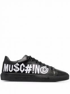 Moschino Symbols logo embroidered lace-up sneakers