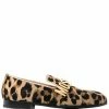 Moschino leopard print logo-lettered loafers