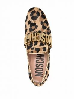 Moschino leopard print logo-lettered loafers