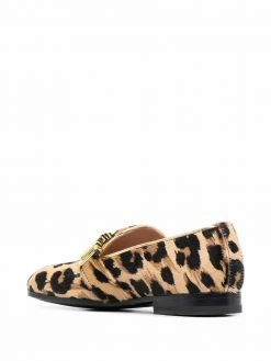 Moschino leopard print logo-lettered loafers