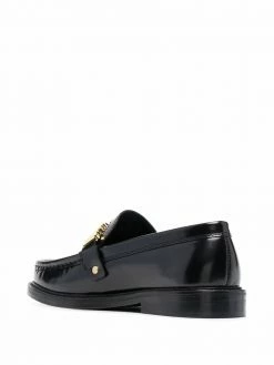 Moschino logo lettered almond-toe loafers