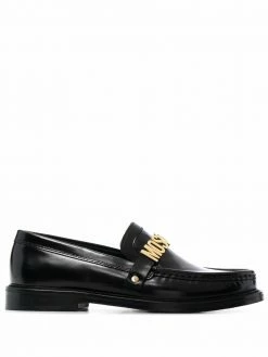 Moschino logo lettered almond-toe loafers