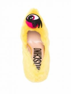 Moschino eye-motif faux-fur stiletto pumps