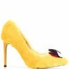 Moschino eye-motif faux-fur stiletto pumps