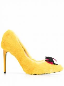 Moschino eye-motif faux-fur stiletto pumps