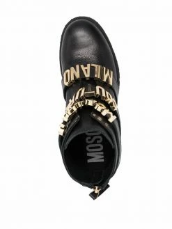 Moschino logo-plaque ankle boots