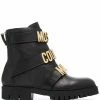 Moschino logo-plaque ankle boots