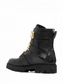 Moschino logo-plaque ankle boots