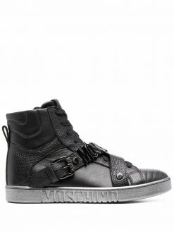 Moschino logo-lettering high-top sneakers