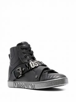 Moschino logo-lettering high-top sneakers