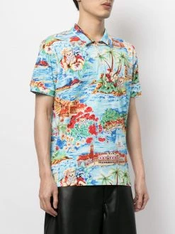 Moschino island-print teddy-bear polo shirt