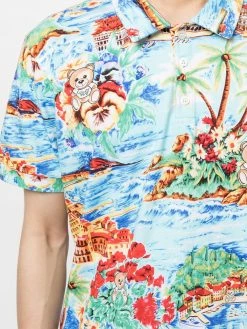 Moschino island-print teddy-bear polo shirt