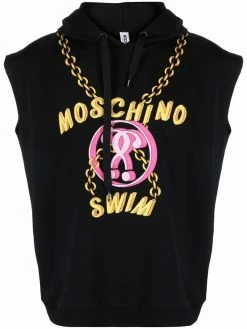 Moschino Double question mark-print sleeveless hoodie