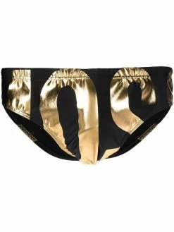 Moschino metallic-logo swim trunks