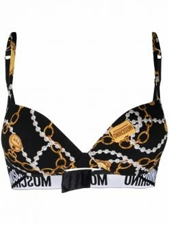 Moschino teddy-chain print bra