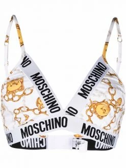 Moschino bear-chain print bra