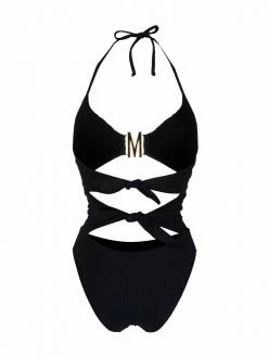 Moschino M logo cut-out swimsuit